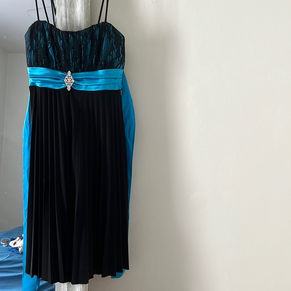 black and blue lace dress